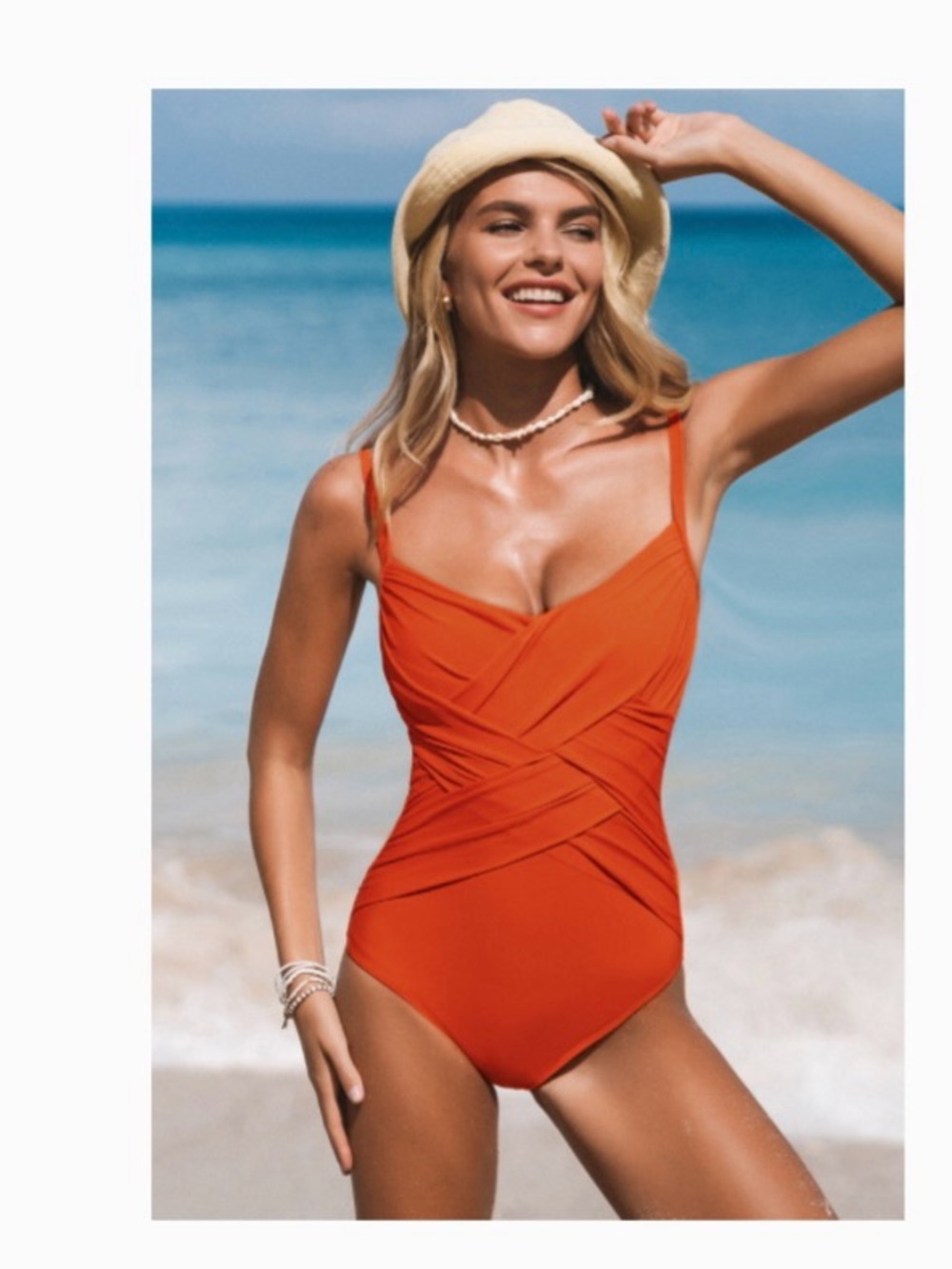 NWT ORANGE RUCHED ONE PIECE CUPSHE SWIMSUIT